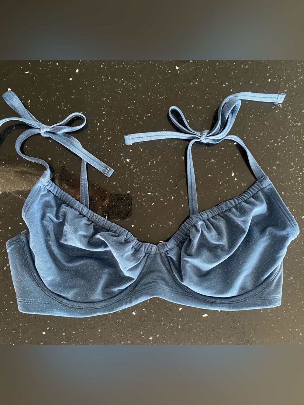 Abercrombie & Fitch Curve Love Swim ~ Navy Blue Sparkle Underwire Bikini Top
